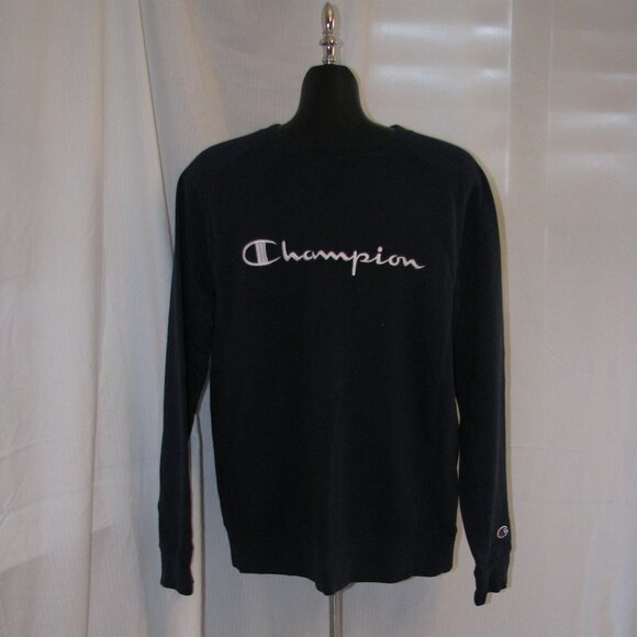 Champion Long Sleeve Embroidered Sweatshirt Navy Blue Crew Neck Small - Picture 1 of 7